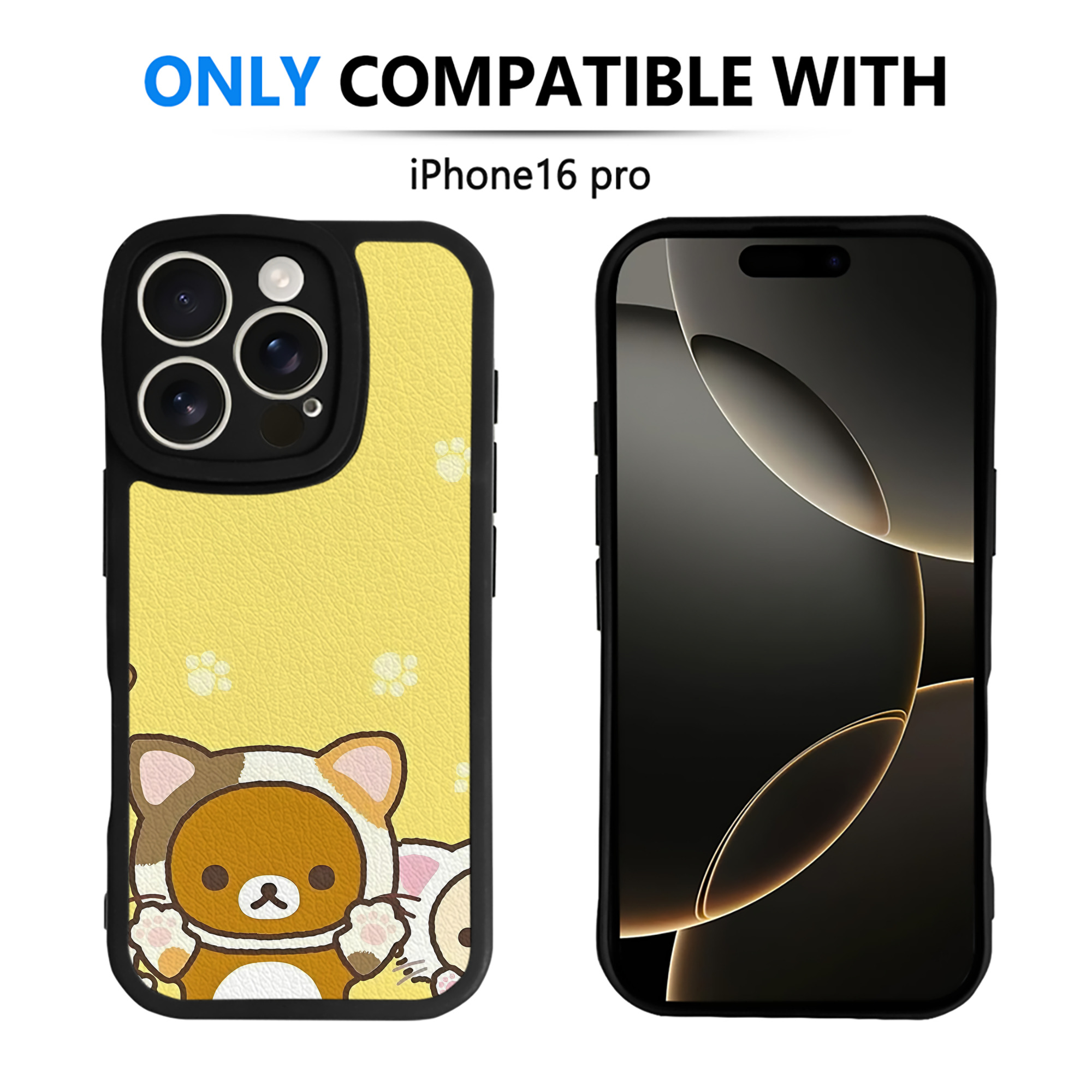 （画像用） リラックマ リラックマ キイロイトリ Rilakkuma Korilakkuma Kiiroitori 【iPhone 16シリーズ対応】シリコンスマホケース（レザー調） 材質：シリコン